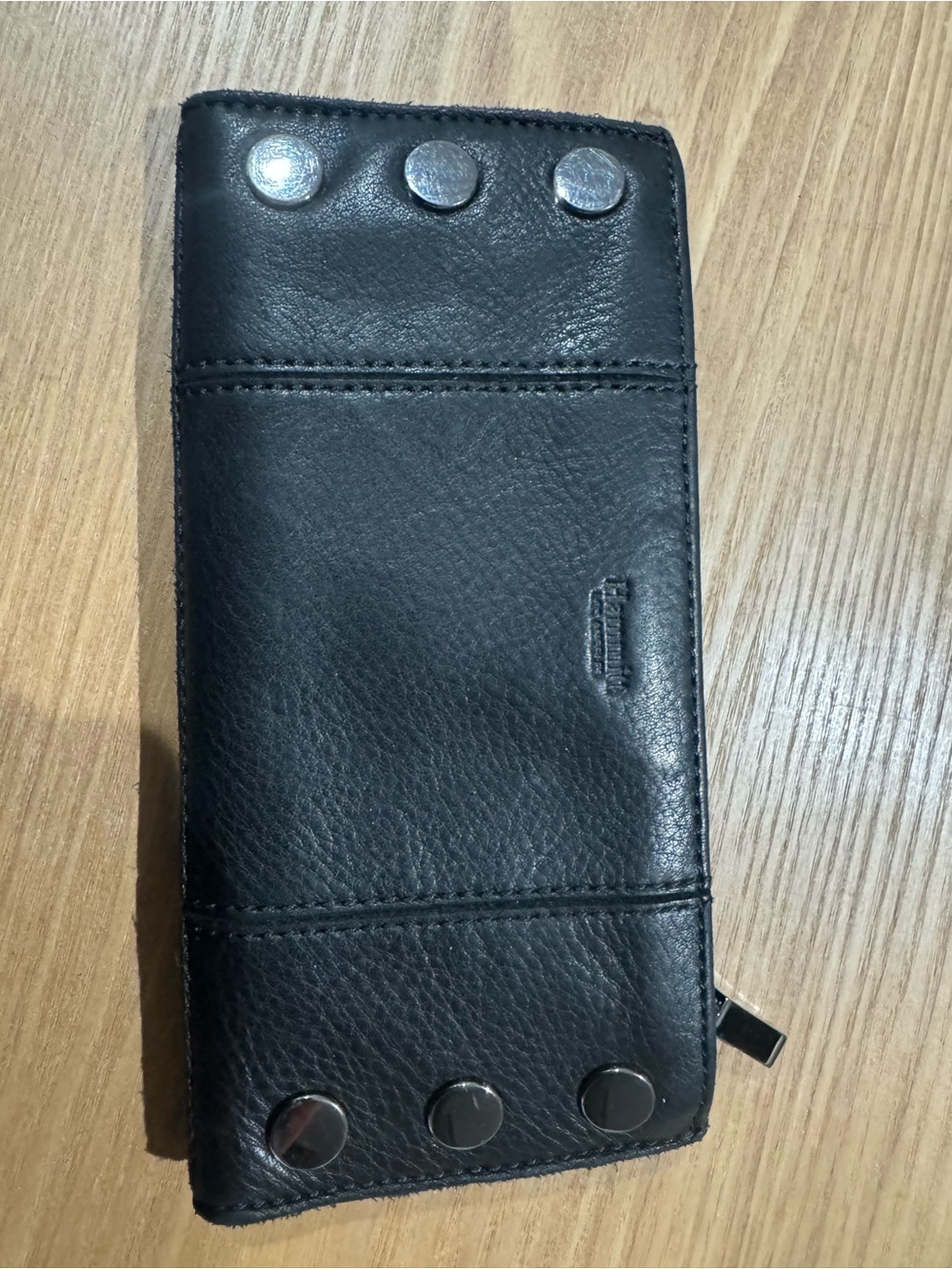 Hammitt 110 North Black Leather Wallet with Gunmetal Rivets
